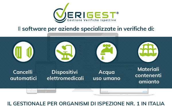 Banner software verifiche cancelli automatici dispositivi elettromedicali acqua uso umano e materiali contenenti amianto