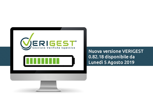 Banner nuovo aggiornamento 0.82.18 VERIGEST Gestionale per Organismi abilitati