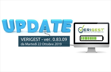 Banner nuovo aggiornamento Gestionale verifiche VERIGEST 0.83.09